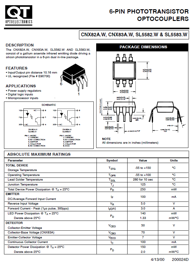 CIRCUIT INTEGRE HIGH VOLTAGE OPTOCOUPLEUR CNX82A QTC